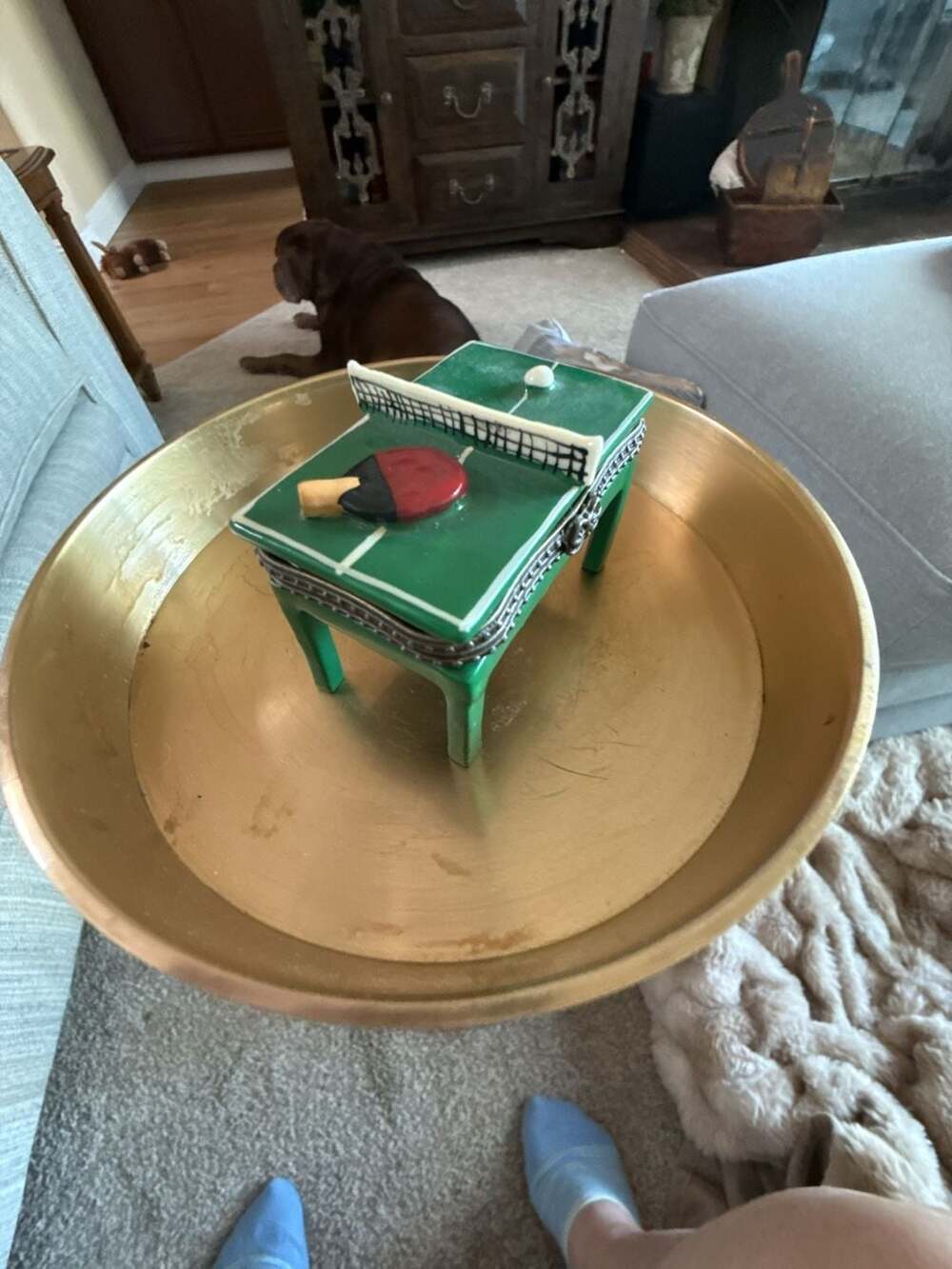 Royal Doulton Ping Pong Table Trinket Box Green